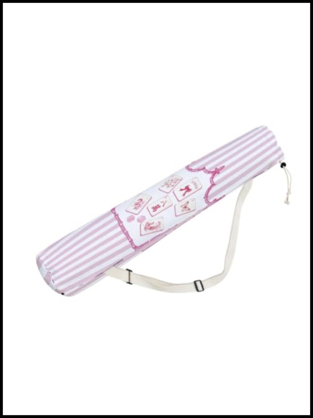 Mahjong Mat Carrying Bag with Strap, Linen Drawstring Storage Organizer